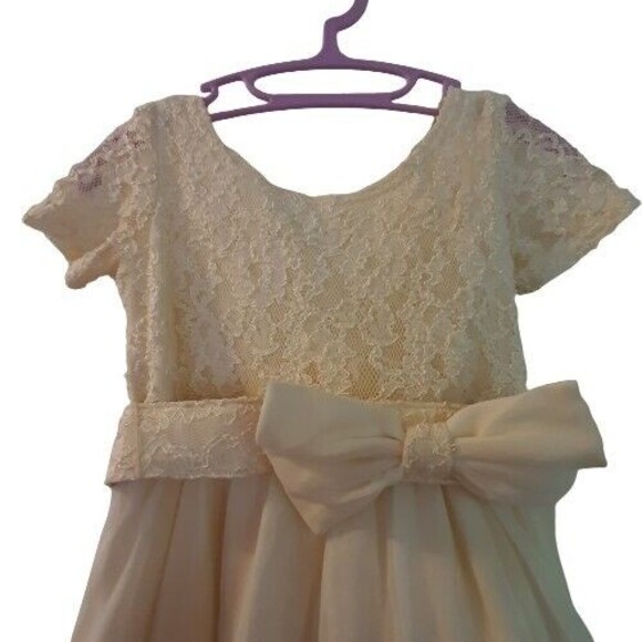 Vtg Girls sz 10 FULL CIRCLE Ivory Off-White Lace & Sheer Dress - Maya and Me USA - Picture 1 of 12